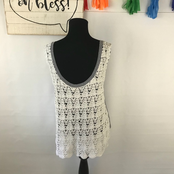 Free People gray tank with crochet back - Picture 5 of 6